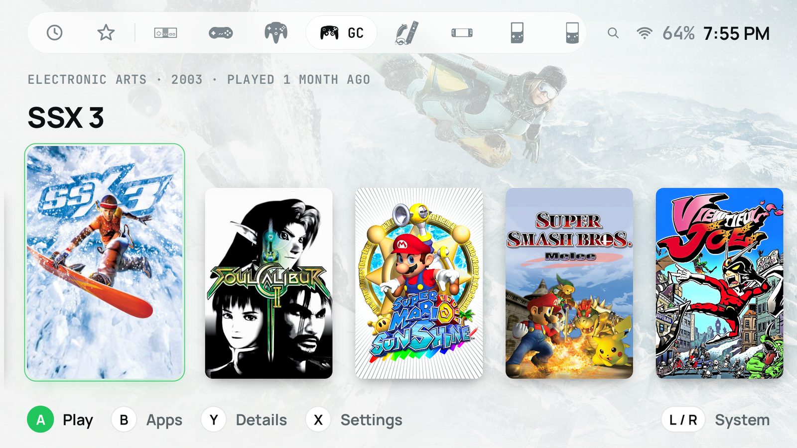 The same home screen in the default theme, light: paper-white panels, the same layout